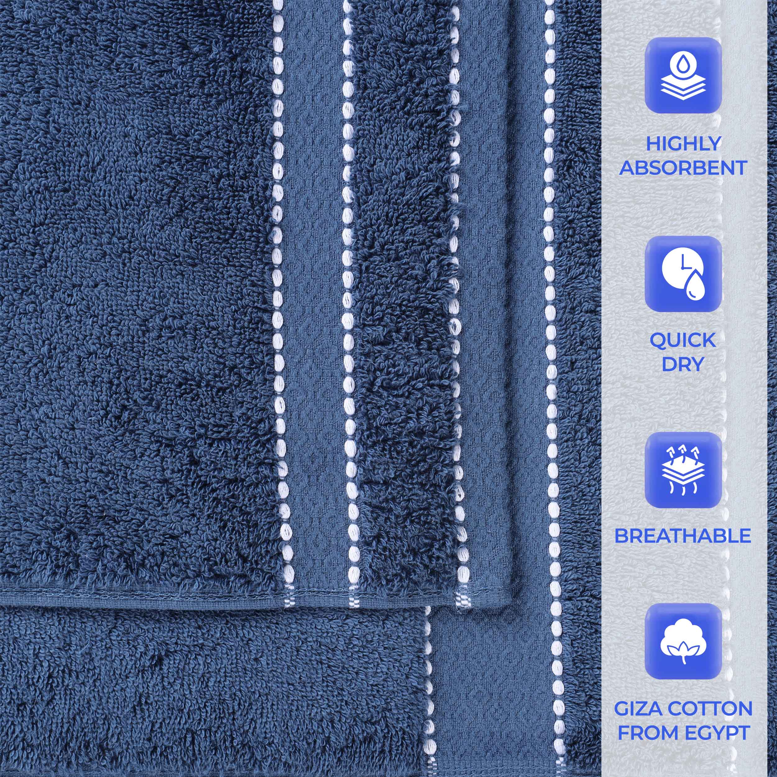 Niles Egyptian Giza Cotton Plush Heavyweight Soft 6 Piece Towel Set