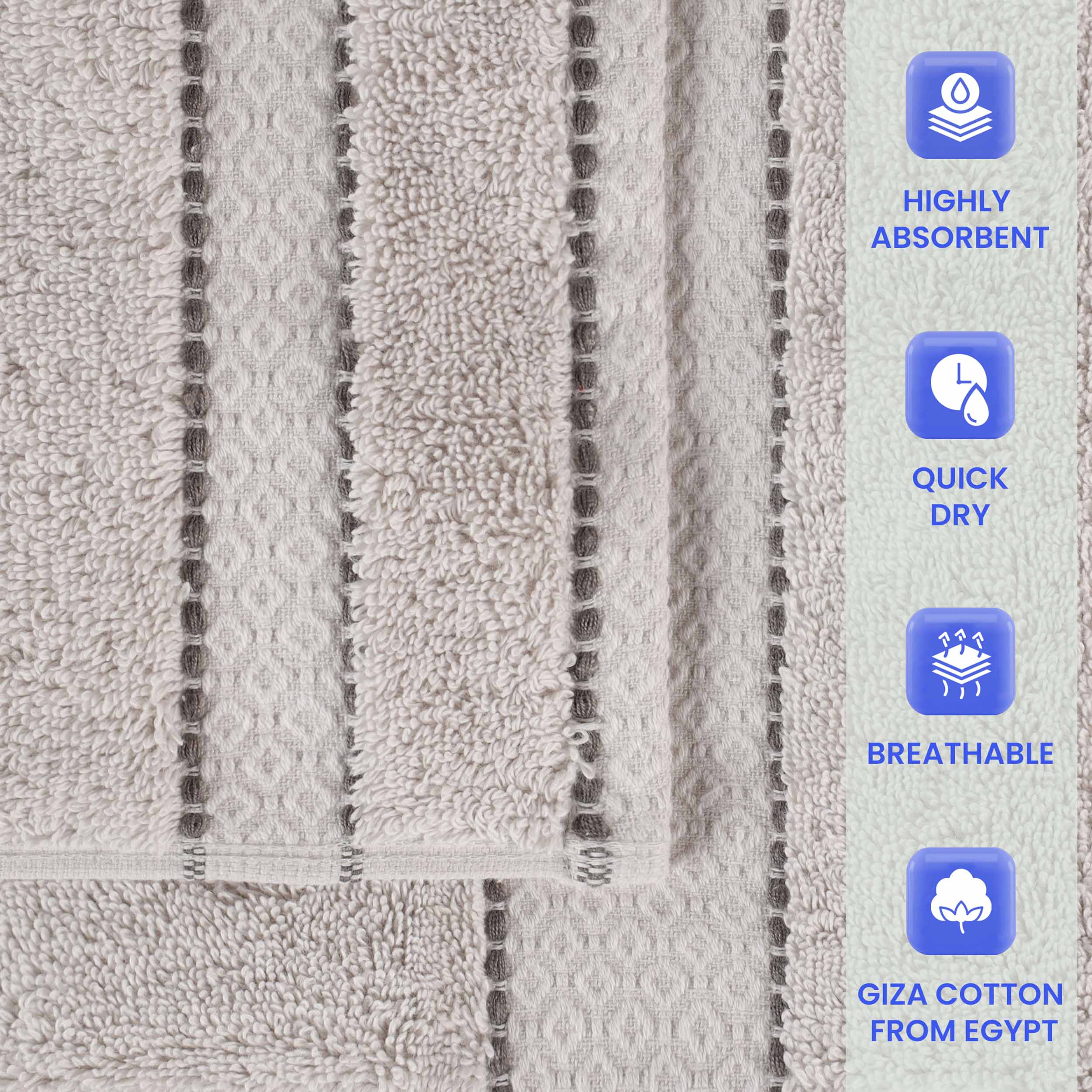 Niles Egyptian Giza Cotton Plush Heavyweight Soft 6 Piece Towel Set