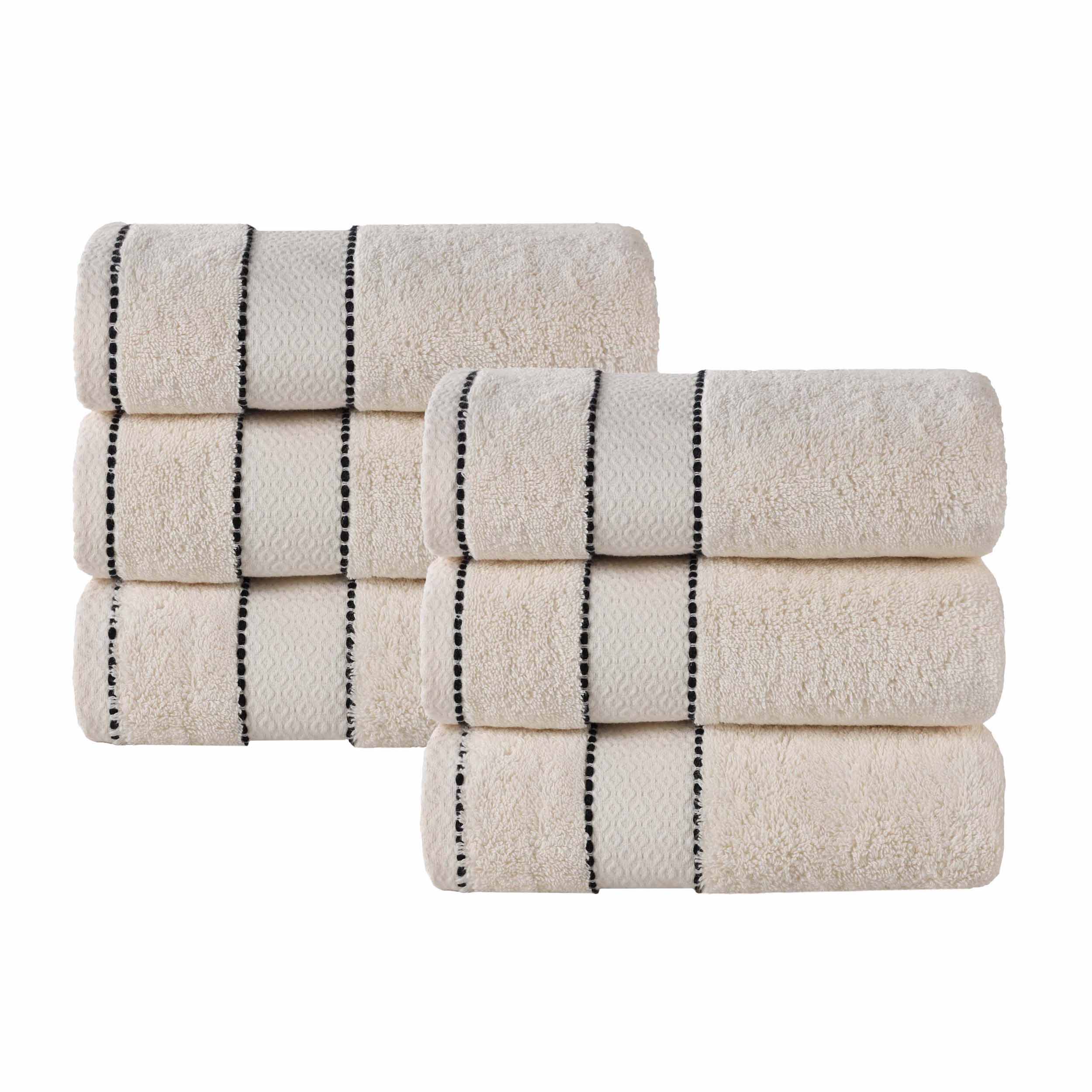 Niles Egyptian Giza Cotton Plush Thick Absorbent Hand Towel Set of 6