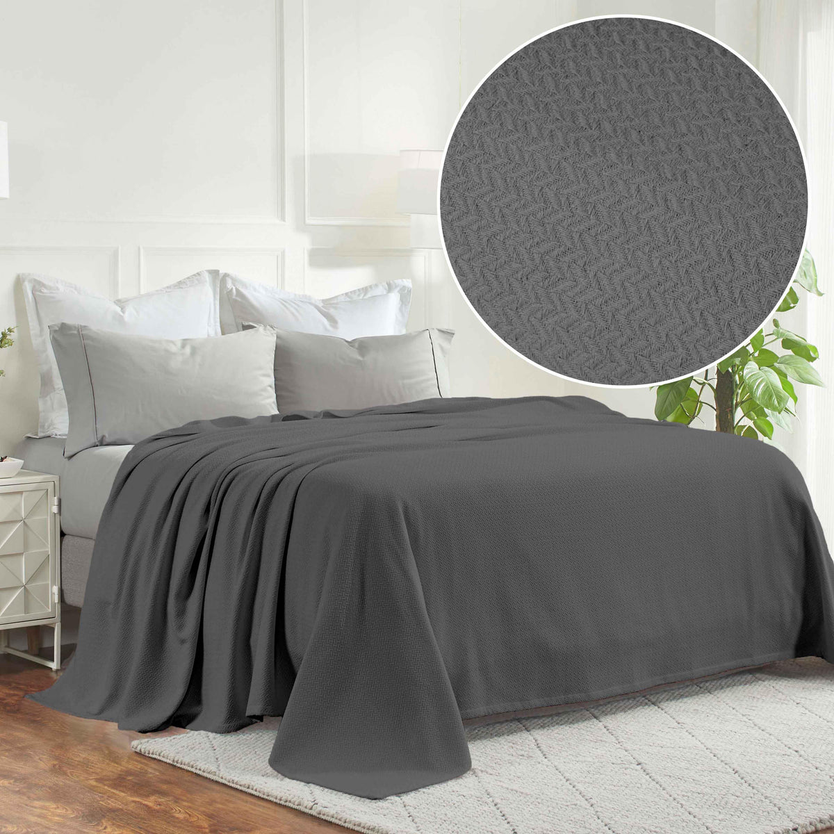 Nobel Cotton Textured Jacquard Chevron Lightweight Woven Blanket
