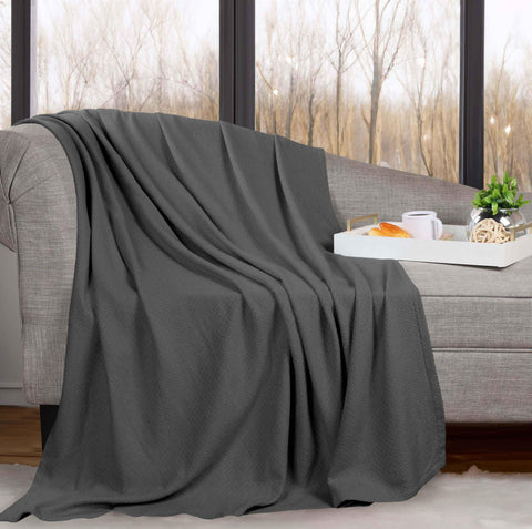 Nobel Cotton Textured Jacquard Chevron Lightweight Woven Blanket