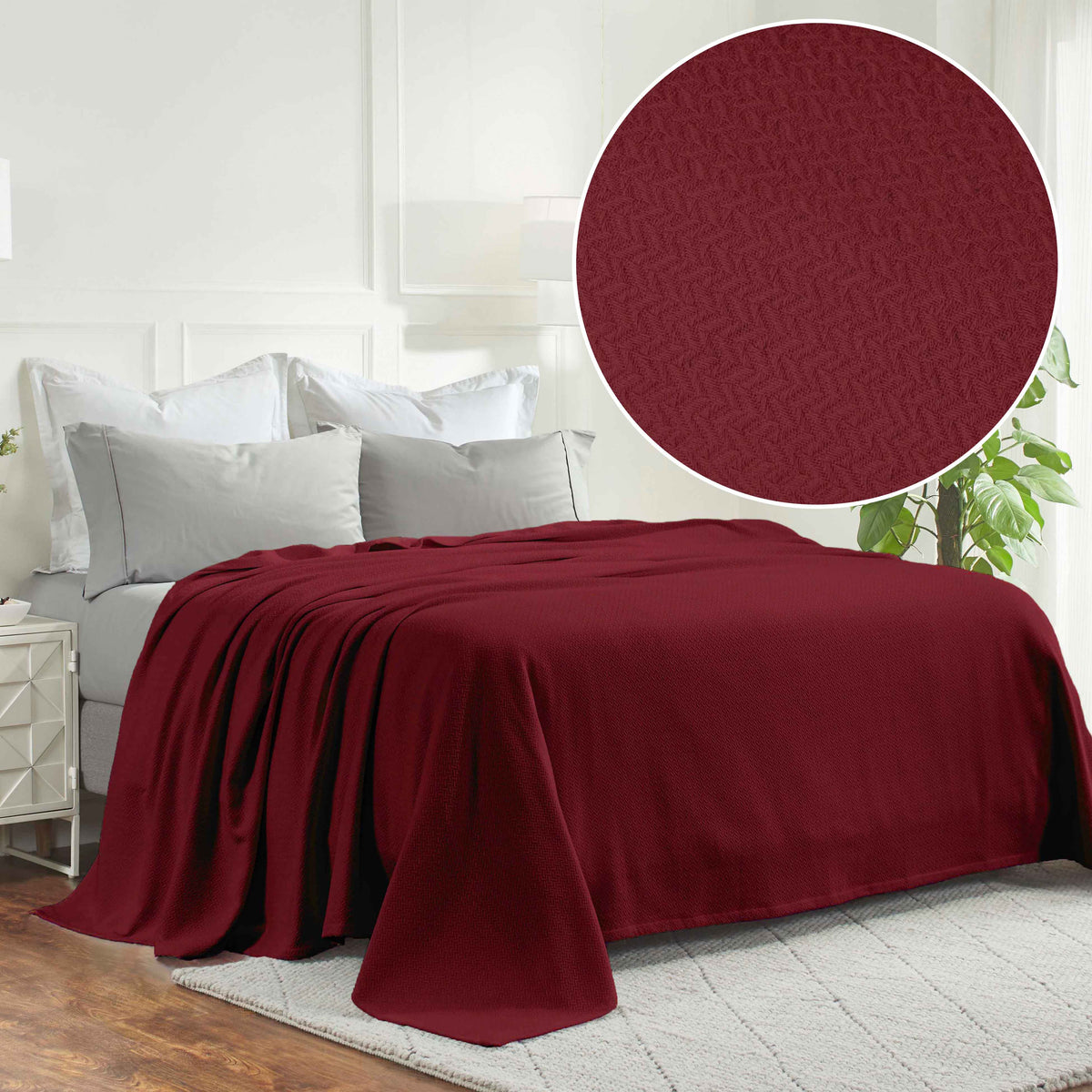 Nobel Cotton Textured Jacquard Chevron Lightweight Woven Blanket