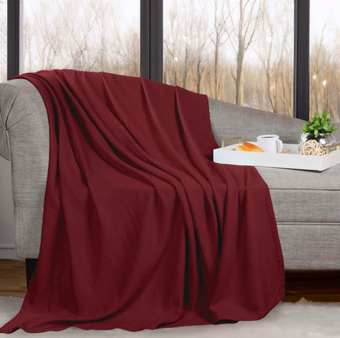 Nobel Cotton Textured Jacquard Chevron Lightweight Woven Blanket