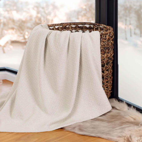 Nobel Cotton Textured Jacquard Chevron Lightweight Woven Blanket
