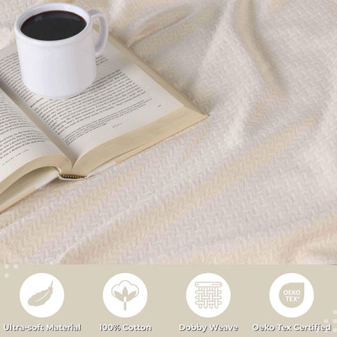 Nobel Cotton Textured Jacquard Chevron Lightweight Woven Blanket