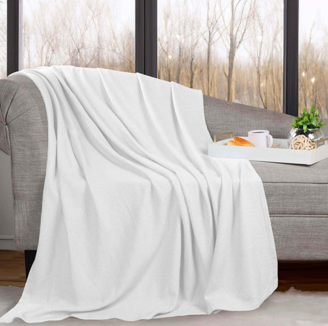 Nobel Cotton Textured Jacquard Chevron Lightweight Woven Blanket