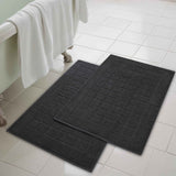 Nora Cotton Thick Solid Checkered Washable Bath Mat Set of 2