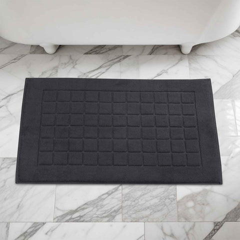 Nora Cotton Thick Solid Checkered Washable Bath Mat Set of 2