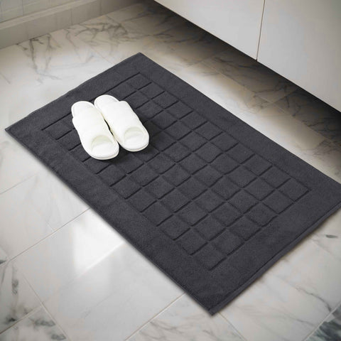 Nora Cotton Thick Solid Checkered Washable Bath Mat Set of 2