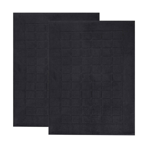 Nora Cotton Thick Solid Checkered Washable Bath Mat Set of 2