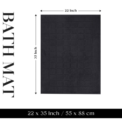 Nora Cotton Thick Solid Checkered Washable Bath Mat Set of 2