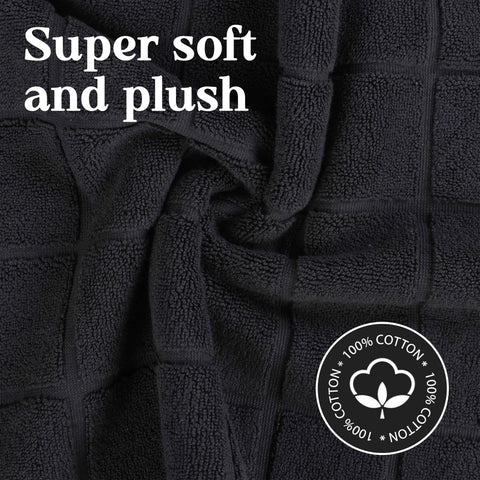 Nora Cotton Thick Solid Checkered Washable Bath Mat Set of 2