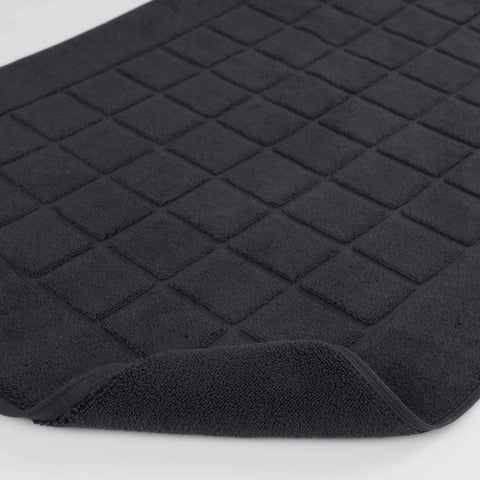 Nora Cotton Thick Solid Checkered Washable Bath Mat Set of 2