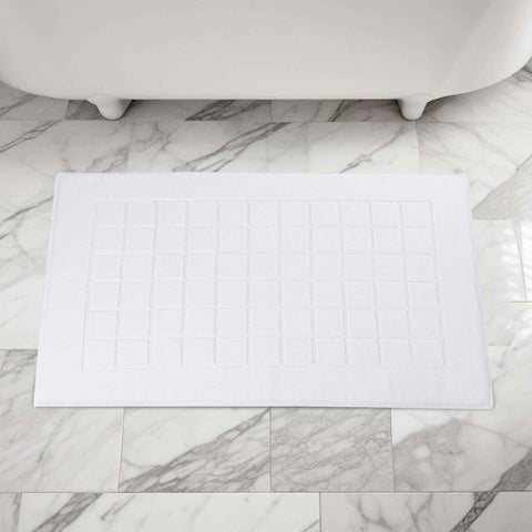 Nora Cotton Thick Solid Checkered Washable Bath Mat Set of 2
