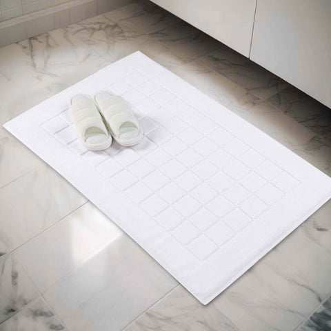 Nora Cotton Thick Solid Checkered Washable Bath Mat Set of 2