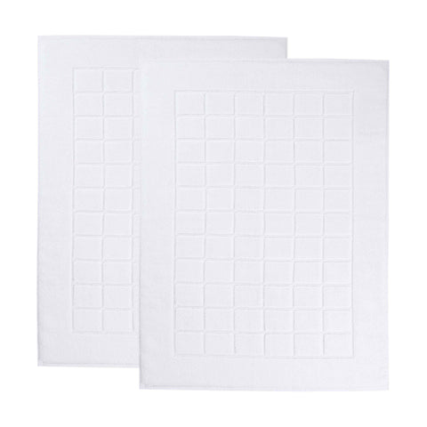 Nora Cotton Thick Solid Checkered Washable Bath Mat Set of 2