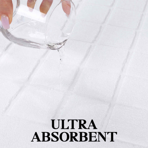 Nora Cotton Thick Solid Checkered Washable Bath Mat Set of 2