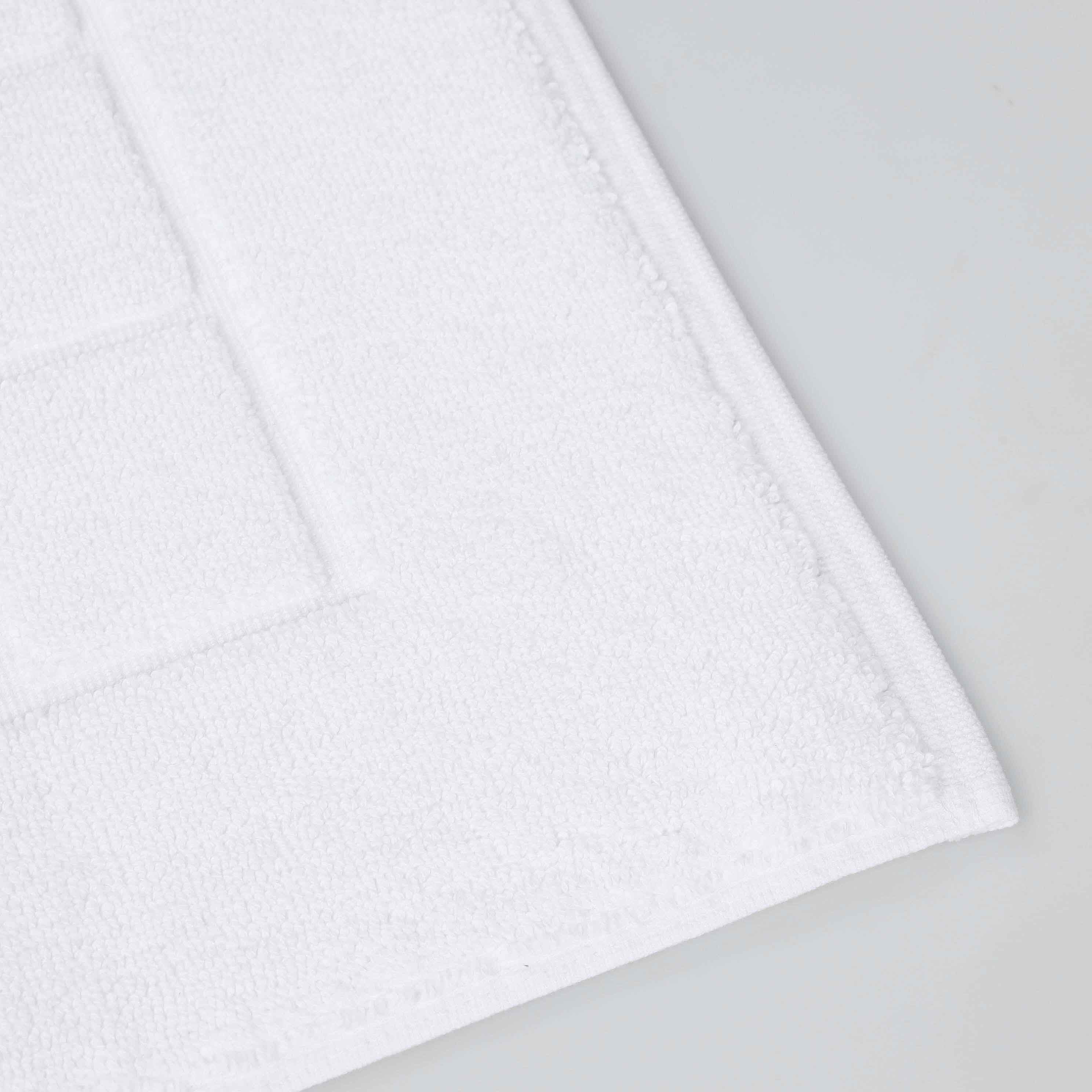 Nora Cotton Solid Absorbent Thick Checkered Washable Bath Mat Set of 2