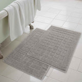 Nora Cotton Solid Absorbent Thick Checkered Washable Bath Mat Set of 2