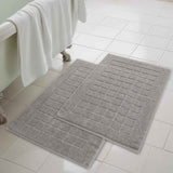 Nora Cotton Thick Solid Checkered Washable Bath Mat Set of 2