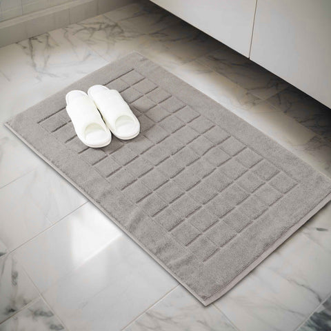 Nora Cotton Thick Solid Checkered Washable Bath Mat Set of 2