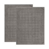 Nora Cotton Thick Solid Checkered Washable Bath Mat Set of 2