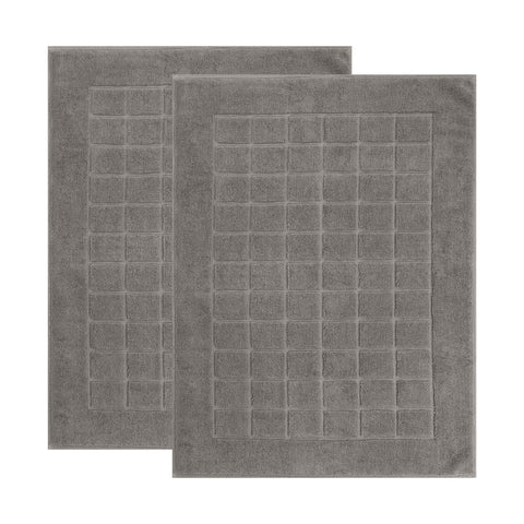 Nora Cotton Thick Solid Checkered Washable Bath Mat Set of 2