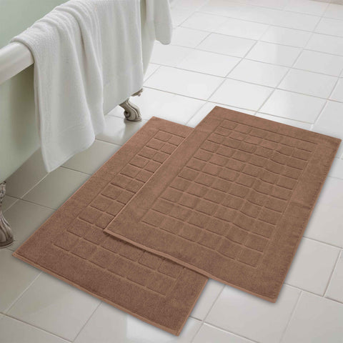 Nora Cotton Thick Solid Checkered Washable Bath Mat Set of 2