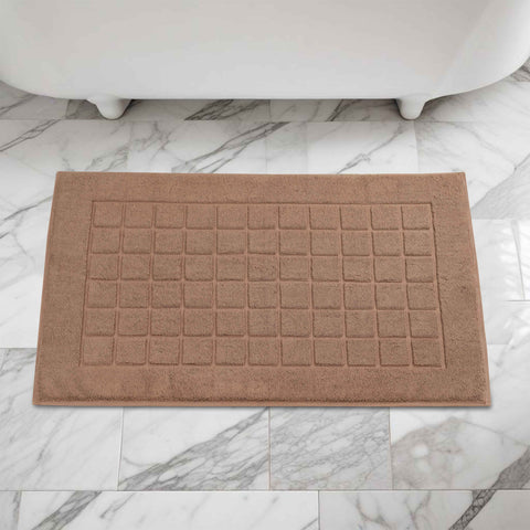 Nora Cotton Thick Solid Checkered Washable Bath Mat Set of 2