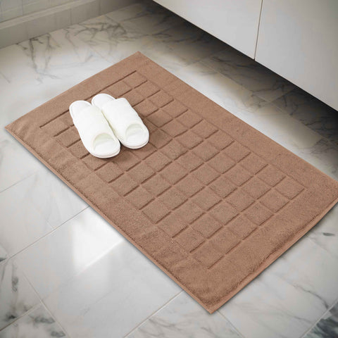 Nora Cotton Thick Solid Checkered Washable Bath Mat Set of 2