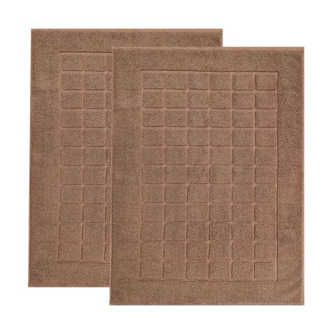 Nora Cotton Thick Solid Checkered Washable Bath Mat Set of 2