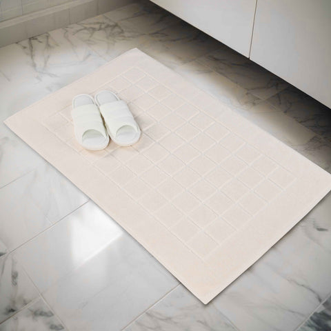 Nora Cotton Thick Solid Checkered Washable Bath Mat Set of 2