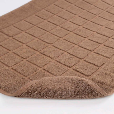 Nora Cotton Thick Solid Checkered Washable Bath Mat Set of 2