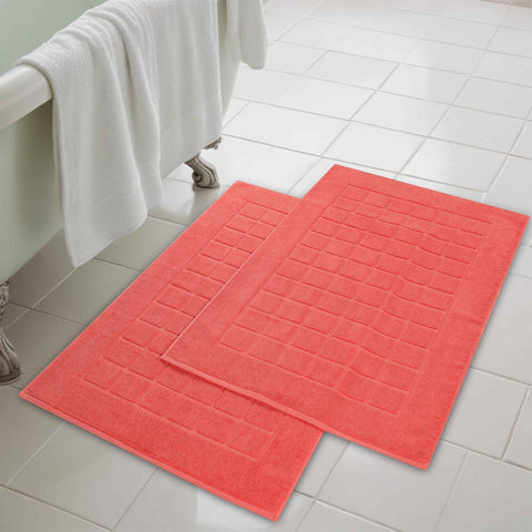 Nora Cotton Thick Solid Checkered Washable Bath Mat Set of 2