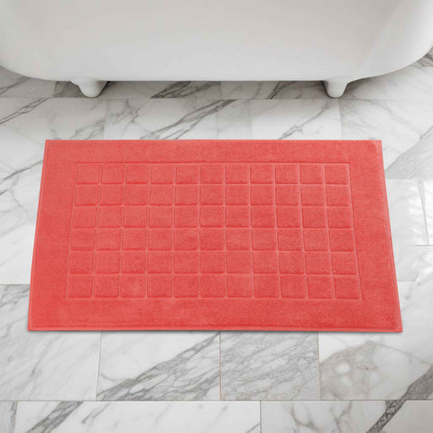 Nora Cotton Thick Solid Checkered Washable Bath Mat Set of 2