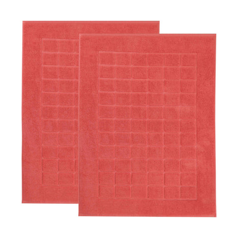 Nora Cotton Thick Solid Checkered Washable Bath Mat Set of 2