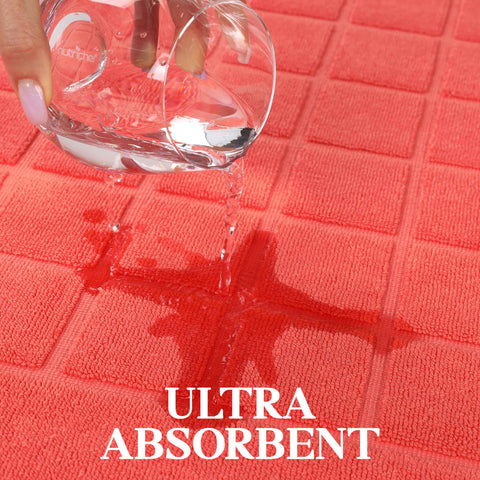 Nora Cotton Thick Solid Checkered Washable Bath Mat Set of 2
