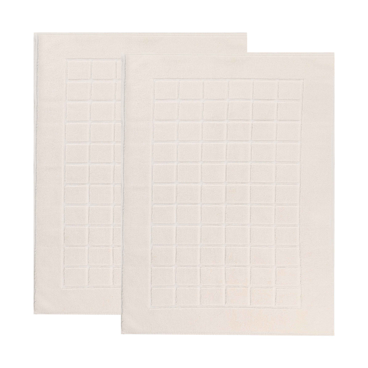 Nora Cotton Thick Solid Checkered Washable Bath Mat Set of 2