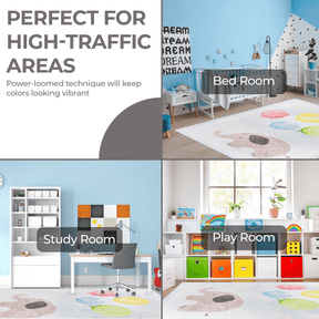 Nursery Elephant Anti-Skid Backing Indoor Area Rug