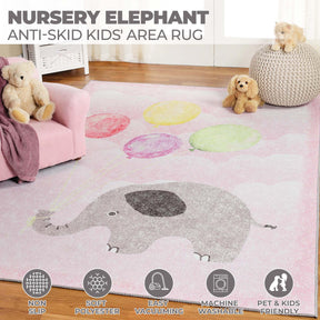 Nursery Elephant Anti-Skid Backing Indoor Area Rug