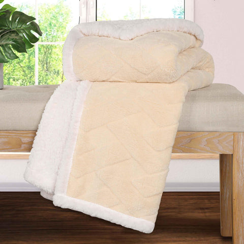 Sherpa Fleece Blanket Reversible Plush Fluffy Nuuk Jacquard