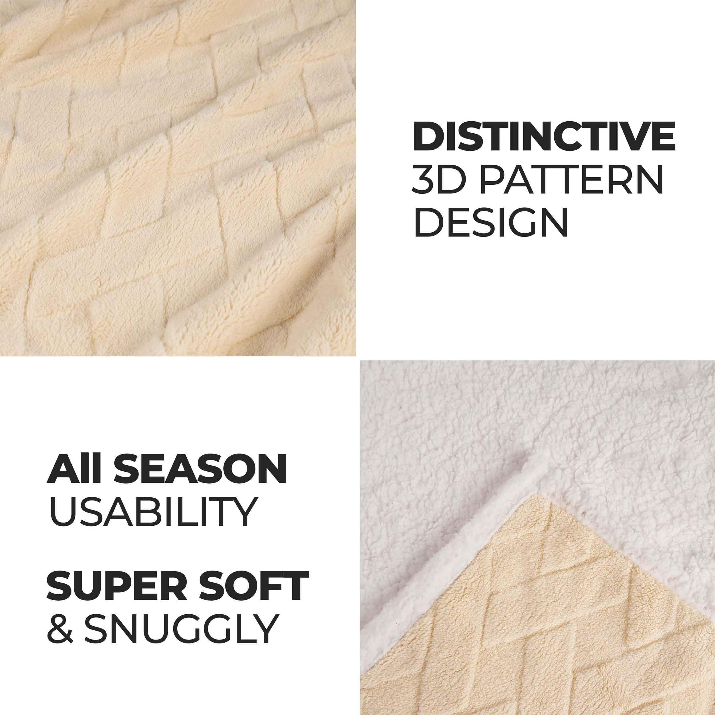Nuuk Jacquard Lattice Fleece Plush Fluffy Sherpa Reversible Blanket