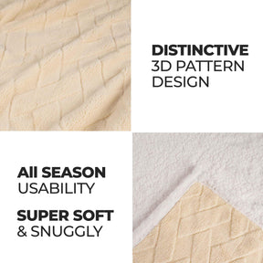 Nuuk Jacquard Lattice Fleece Plush Fluffy Sherpa Reversible Blanket