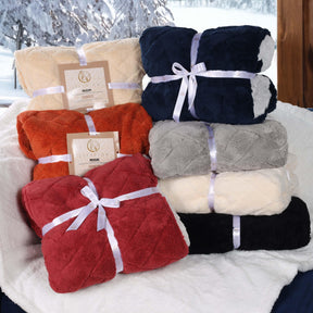 Nuuk Jacquard Lattice Fleece Plush Fluffy Sherpa Reversible Blanket