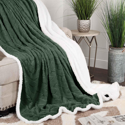 Sherpa Fleece Blanket Reversible Plush Fluffy Nuuk Jacquard