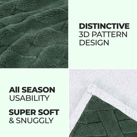 Sherpa Fleece Blanket Reversible Plush Fluffy Nuuk Jacquard