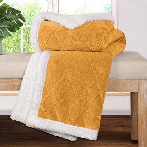 Nuuk Jacquard Lattice Fleece Plush Fluffy Sherpa Reversible Blanket