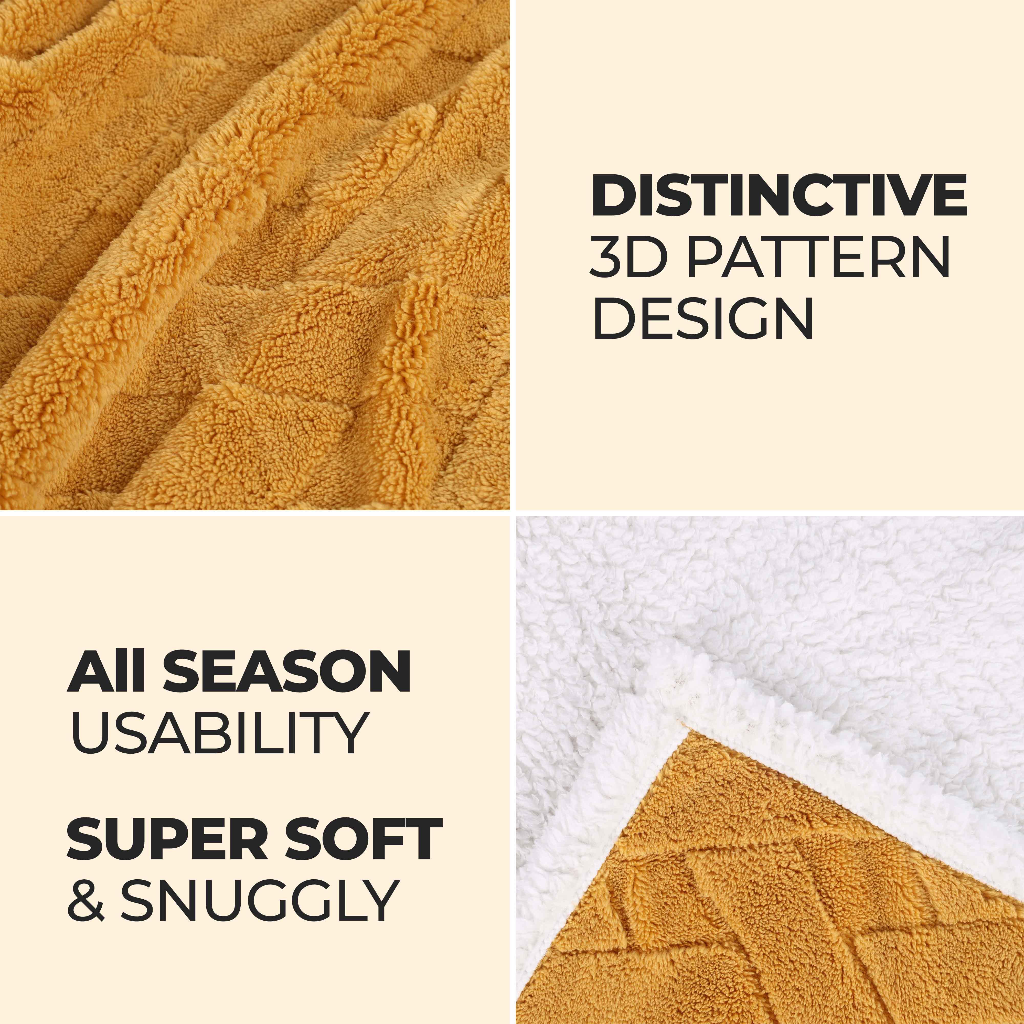 Nuuk Jacquard Lattice Fleece Plush Fluffy Sherpa Reversible Blanket