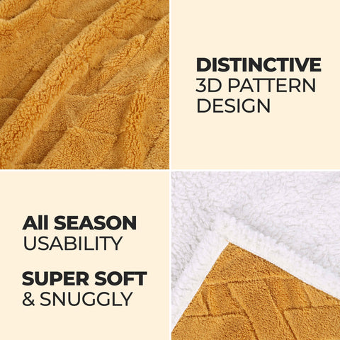 Sherpa Fleece Blanket Reversible Plush Fluffy Nuuk Jacquard