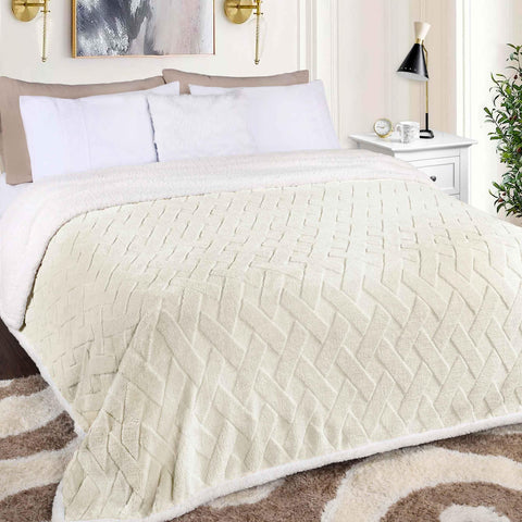 Sherpa Fleece Blanket Reversible Plush Fluffy Nuuk Jacquard
